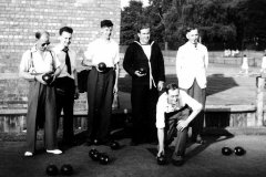 Reginald Harry Bland bowling against Kidderminster at Abington Park in 1955