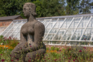 Woman and Fish - sculpture by Frank Dobson - in the walled garden at Delapre Abbey. Photo by Bridget Peet
