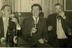 Arthur French, George Tallet and Chris Ross in the temporary club hut.