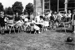 Summer activity tables at Queen Eleanor Infants circa 1958
